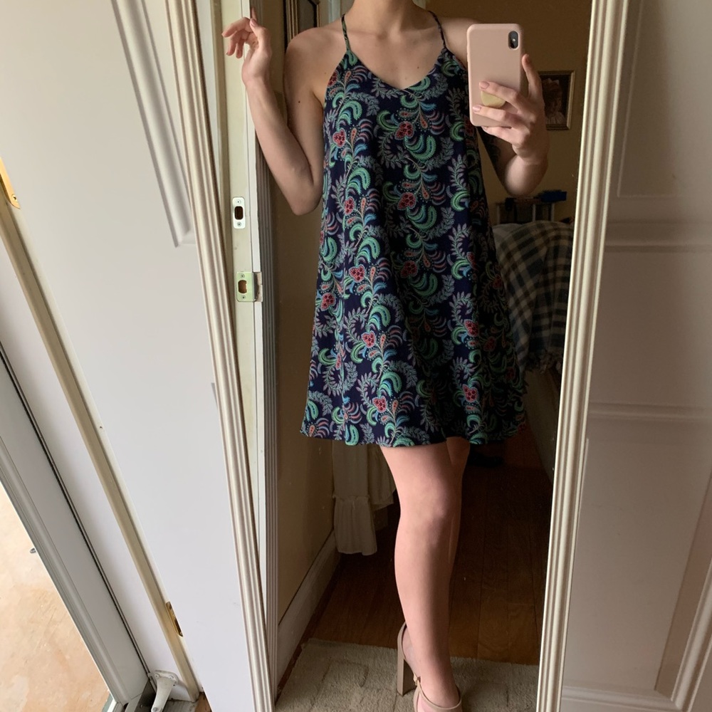 Paisley print navy blue dress